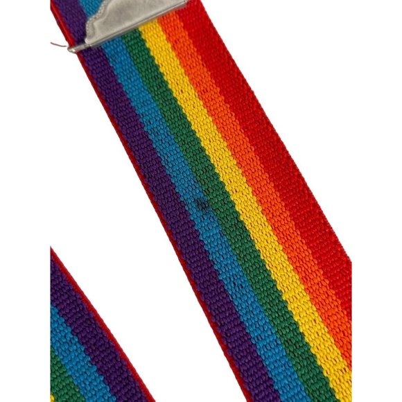 RAINBOW Color Suspenders LONG HAUL Mork n Mindy Pride Costume Accessory - Picture 3 of 3